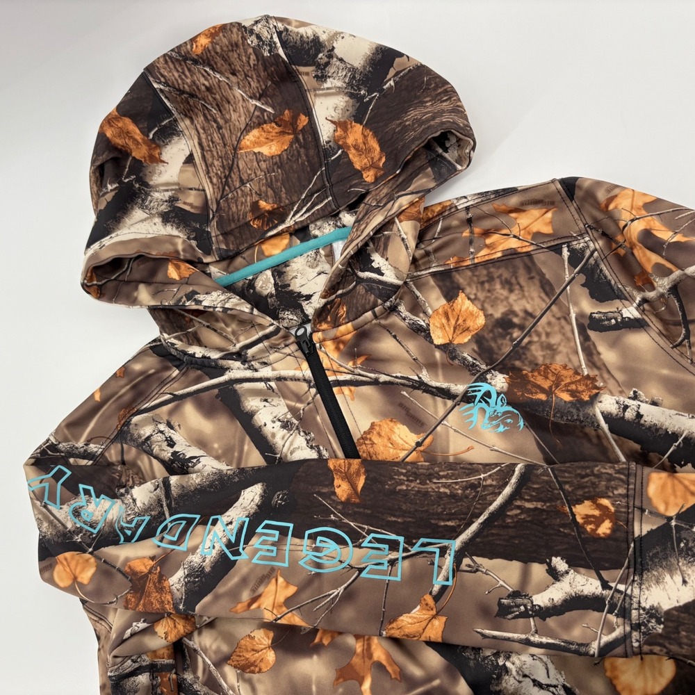 Legendary Whitetails Camo‎ Hoodie Mens Quarter Zip Fleece Lined